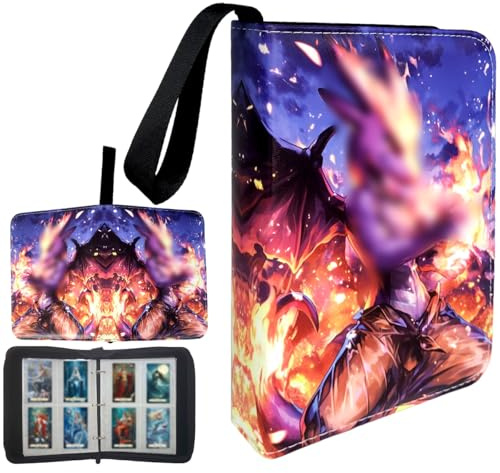 Garegce Trading Card Binder 4-Pocket, 100 Pages 400 Pockets PU Waterproof Card Folder, Card Collection Binder Folder Storage Organizer with Zipper for Kids Adult Birthday Gifts -Style 5