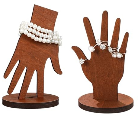 KASESSS Anillos Organizador Joyas, Expositor Madera Anillos, Multifuncional Organizador Anillo Forma de la Palma, Doble Propósito Desmontable Soporte de Exhibición de Anillo para Niñas Mujeres