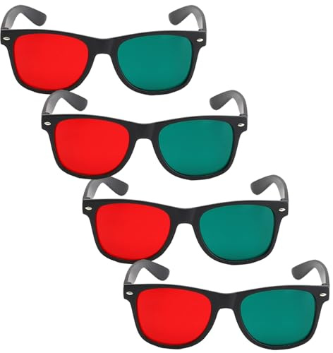 4 st 3D-glasögon svart ram röd grön, visningsglasögon för anaglyf TV-film DVD-spel amblyopi träning