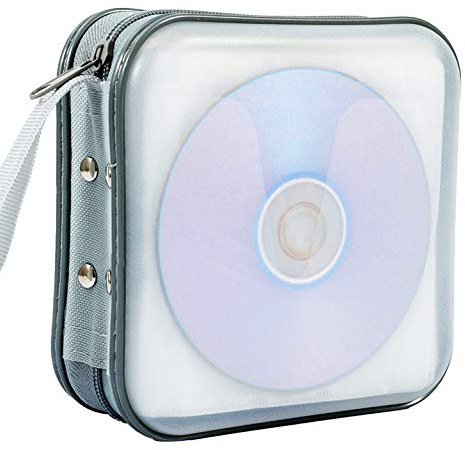 Jalisiol CD/DVD Case Wallet - 40 Capacity Protective Storage Organizer Binder Booklet Album for Home & Car (White)