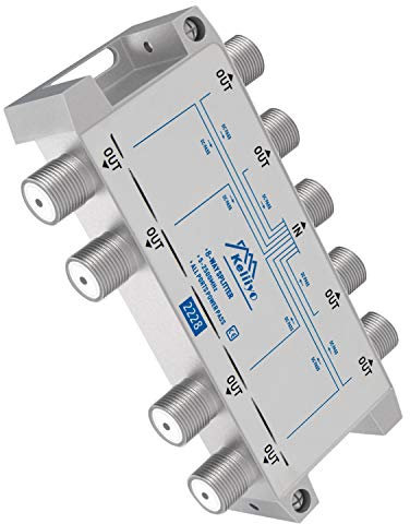 KELIIYO 8 Way Coaxial Cable Splitter 5-2500MHz,Work with Satellite TV CATV Antenna System and MoCA Configurations (Sliver-8 Way)