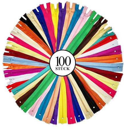 KGS Cerniere Lampo #3 in Nylon, 20 Colori Assortiti Arcobaleno, Chiusura Lampo (Zip) per Cucito, Sartoria, Fai da Te e Artigianato - Confezione da 20 Pezzi (20 pezzi (100 colori), 10 cm / 4 pollice)