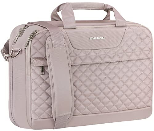 EMPSIGN 17.3 Inch Laptop Bag, Laptop Briefcase for Women Large Laptop Case Computer Bag Business Office Travel, Water-Repellent Women Briefcase Shoulder Bag with RFID Pockets, Dusty Pink