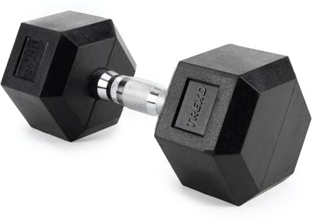 TREXO Hexagon Hanteln 10 kg Hex Kurzhanteln mit Durable Gummierte Gusseisen für Krafttraining mit Ergonomischen Verchromte Griff Gewichte Training Zuhause Hantel für Männer un Frauen
