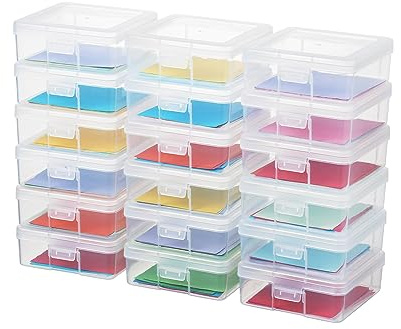 novelinks Plastic Clear Storage Containers for Organizing, Craft Storage Organizers and Stackable Storage Bins with Lids for Pencil Box, Bead, Cookie Cutter, Board Game (18 Pack Small)