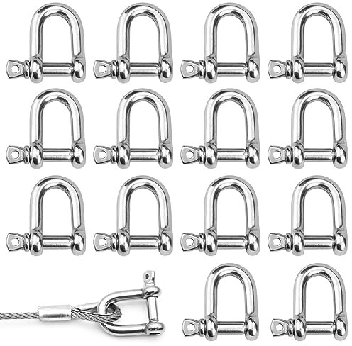 14 Piezas M4 Grilletes Acero Inoxidable 304 Shackle D Anillo de Grillete de Bloqueo Grillete Recto Grillete de Ancla Grillete de Cadena para Conexión Rápida y Grilletes Fijos