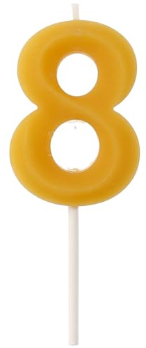 Folat 100% Beeswax Number Candle, Number Candle for Cakes, Birthday Cakes and Decoration, Low Smoke, Drip Resistant, Natural Honey Fragrance (Number 8)