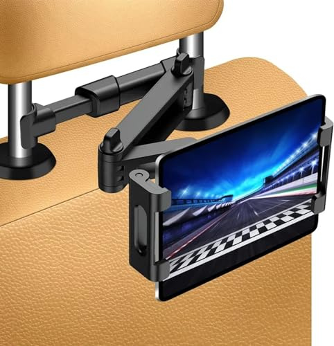 Soporte Universal para Coche de Tablet o Móviles - Extensible de 5,5 a 10 Pulgadas, Regulable Con Rotación de 360° y Almohadillas de Silicona Antideslizantes