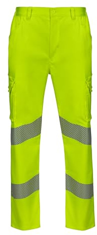 VELILLA 303009S Pantalón Stretch Cinta Segmentada, Color Amarillo Fluor, Talla 3XL