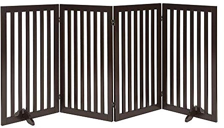 unipaws 36 H Free Standing Pet Gate for Dog Cat, Tall Wooden Dog Gates for Doorway, Stairs, Foldable Pet Fence for The House, Expandable Dog Barrier, Indoor Use, Espresso