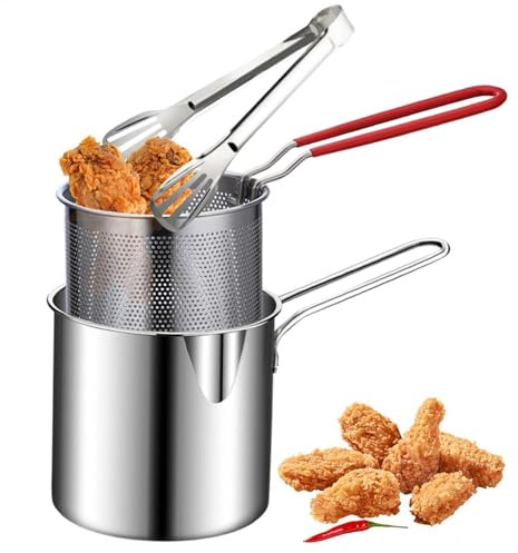 Cazuela De Freidora, Freidora De Acero Inoxidable 304, Olla De Cocina Para Freír Muslos De Pollo, Pescado, Papas fritas, Chuletas De Pollo, Etc.