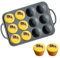 Amusingtao Large Muffin Tray 12 Cup Silicone Muffin Pan with Metal Frame, Non-Stick Muffin Cupcake Tin, Baking Mould for Muffins or Cupcakes, Bakeware 37.5 x 23 x 3 cm (Grey)