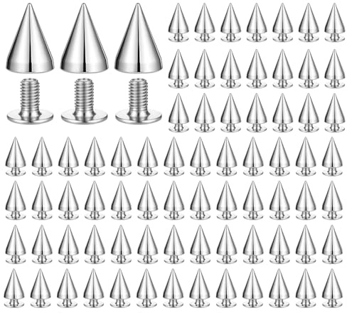 Cobee 150 Stück Ziernieten Set, 7mm Spikes Nieten Studs Punk Nieten Kegel Spikes Silber Schraubnieten Spitz Rock Für DIY Lederhandwerk Kleidung Taschen Schuhe Gürtel Armbänder Dekorationen