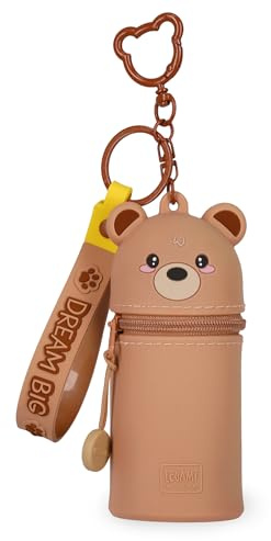 Legami - Portamonete con Portachiavi Mini Kawaii, Tema Teddy Bear, con Anello a Spirale, Moschettone e Laccio da Polso, in Silicone, 5 x 12 x 5 cm