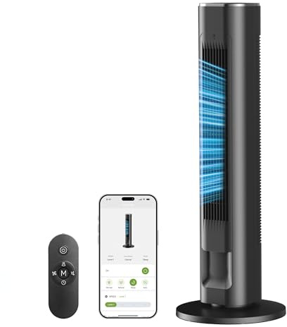 FLANUR Ventilatore a torre, 96 cm, a risparmio energetico, per camera da letto, raffreddamento ad alta velocità, multi-velocità, modalità di sonno naturale, ultra silenzioso, oscillazione a 90°, timer