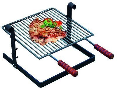 Griglia per barbecue in ferro battuto con manici in legno - 40X40 cm.