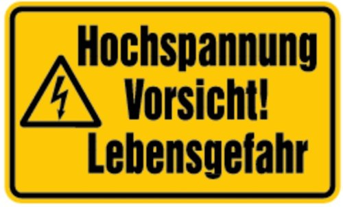 LEMAX® Warnschild, Hochspannung Vorsicht! Lebensgefahr Alu geprägt Gelb Aufdruckfarbe: Schwarz 200x120mm