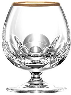 ARNSTADT KRISTALL Verre à cognac Palais Gold clair (10,6 cm) en cristal soufflé à la bouche – poli à la main – Fabriqué en Allemagne – Avec bord en or 24 carats