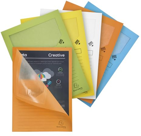 Exacompta - Réf. 50260E - Paquet de 25 chemises à fenêtre sans plastique Forever® 120 g/m² - couleurs pastel - 100% recyclées et certifiées Ange Bleu - dimensions 22x31cm pour A4 -5 couleurs assorties