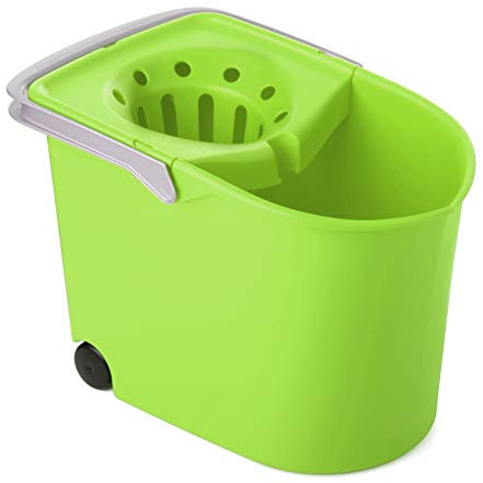 Tatay 1103221 Cubo de Fregona con Ruedas, de PP, Libre de BPA, Escurridor por Presión, con Asas. Fabricado en España. Color Lima