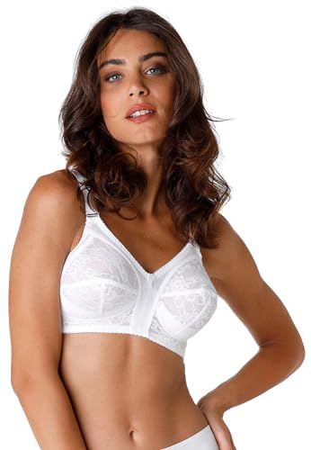 Lovable Reggiseno Senza Ferretto in Pizzo | Alto Sostegno | Lunette Interne e Spalline Larghe | Classici Antonella 7490 Donna, Bianco, 38 / 5C