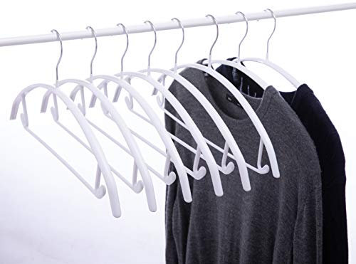 Cocomaya Kleiderbügel, 10 Stück, 43cm, ohne Schulterbeulen, rutschfeste Gummierung, Kontur, Metall, für Pullover, Anzugbügel mit Hosensteg