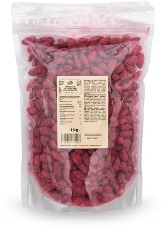 KoRo - Amandes au chocolat poudre de framboises lyophilisées 1 kg - Une tentation chocolatée