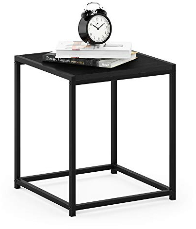 Furinno Camnus Beistelltisch mit 1 Ablagefläche, Holz, Schwarz, 40 x 40 x 45.29 cm