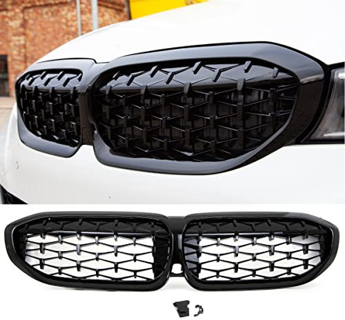 DM Autoteile Diamant Wabengrill Kühlergrill Schwarz Glanz Sport kompatibel für BMW 3er G20 G21