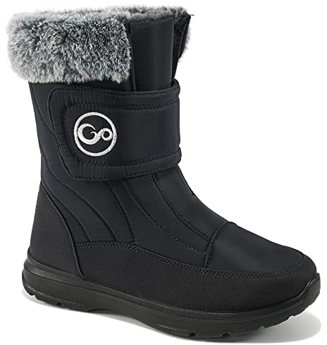 Almusen Snow Boots for Womens Winter Shoes: Warm Fur Lining Mid Calf Boots Women Anti Slip Waterproof Hook Loop Comfortable Outdoor Boot