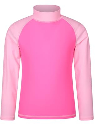 Mountain Warehouse Kids Rash Vest - UV Protection Rash Guard, Long Sleeves Childrens Rash Shirt, Flat Seams, Quick Drying, Stretch Fabric - Spring Summer, Swimming Bubblegum Kids Size 9-10 Years