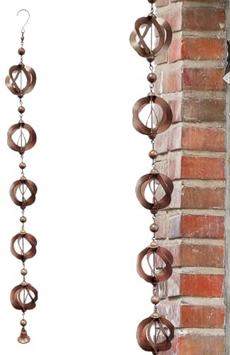 Chaies Chaîne d'attrape-Pluie | Collecteur d'eau de Pluie Robuste pour la décoration extérieure,Attrape-Pluie de Jardin élé, Extension Flexible de gouttière de Pluie pour Tuyau de Descente de