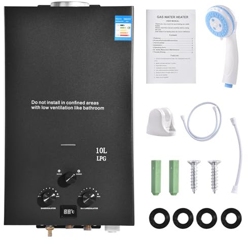 10 LPG Gas Water Heater,20KW Tankless Hot Water Heater,Instant LPG Water Heater with Winter & Summer Modes,Tankless Propane Water Heater for Home Shower Camping Pet Washing Horse Shower
