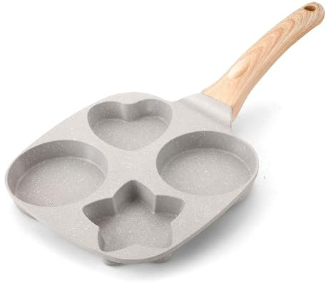 KOOSREEL Egg Frying Pan, Non-Stick Egg Pan 3 Pattern Pancake Pan Cake Pan Aluminium Breakfast Fried Egg Burger Pan for Induction Hob Stove Gas, Grey