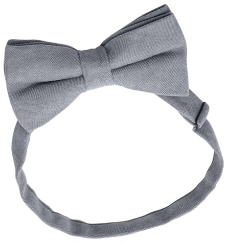 Generic Boys' Pre-Tied Bow Tie, Grey, Solid, One Size, Hook Closure, Lightweight Cotton, Fits Most Ages, Ideal for Weddings, Birthdays, Formal Events