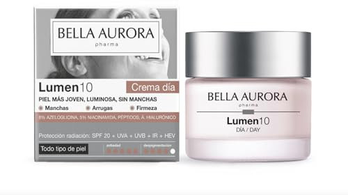Bella Aurora Lumen10 Día Crema Antiedad Antimanchas Global con SPF 20, Protección UVA/UVB/IR/HEV, Niacinamida, Péptidos y Ácido Hialurónico | Hidratación, Luminosidad, Elasticidad, y Firmeza | 50 ml