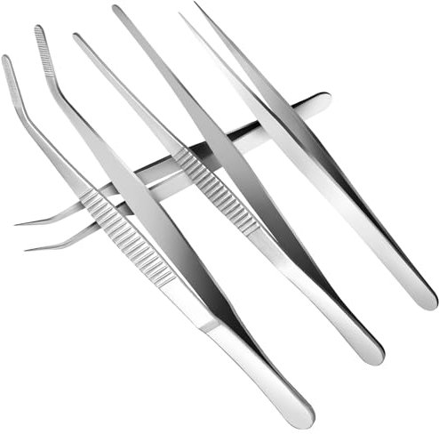 Cozy Inviting 4 Pinzas Curvas de 14 CM, Trabajos De Laboratorio Pinzas Largas, Pinzas Precision