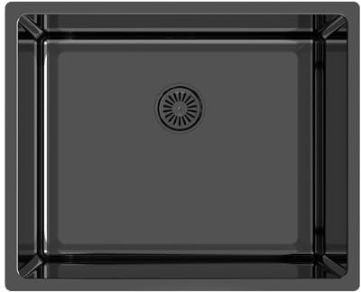 Edesa Évier de cuisine bas plan 1 cuve carrée FUJI BE 50 x 40 cm Acier inoxydable Profondeur 18 cm Fond absorbant Accessoires inclus Couleur noire