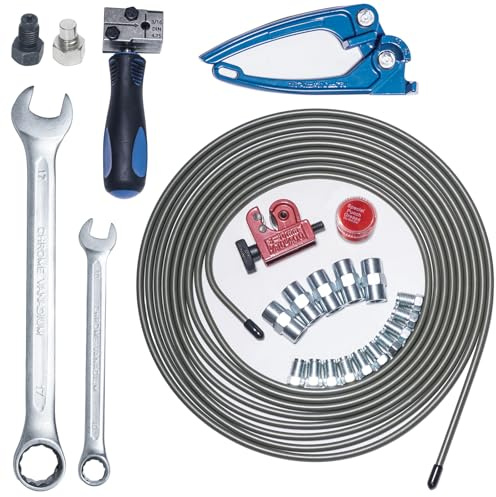 Bromsledningar set med bromsledningsfläns, rörskärare, rörböjtång, vidd, 5 meter bromsrör Ø 4,75 mm