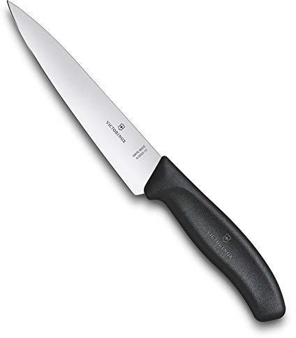 Victorinox Swiss Classic, Profi Tranchiermesser, Extra Scharfe Klinge, gerader Schliff, 15 cm, Kunststoffgriff, Rostfreier Stahl, schwarz
