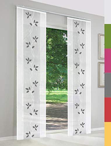 Schiebegardinen nach Maß, Straßburg, hochqualitative Wertarbeit, Maßanfertigung, Schiebevorhang, Raumteiler, Flächenvorhang, halbtransparent, inkl. Laufwagen (150cm Höhe x 60cm Breite/Schwarz)