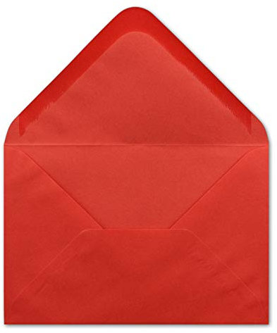 50 DIN B6 Briefumschläge Rot - 12,0 x 17,5 cm - 90 g/m² Nassklebung Post-Umschläge ohne Fenster für Hochzeit, Weihnachten & Einladungskarten