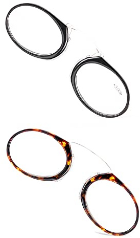 KoKoBin Lentilles de lecture unisexes Aide visuelle compacte Mini Nose Clip Lunettes de lecture sans branches Antidérapantes Aide à la lecture - Toujours à portée de main (2 paires, 2, diopters)