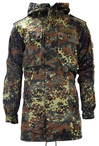 Original German Army Field Jacket Parka Military Issue Hooded Flecktarn Combat (XL long 44 chest)