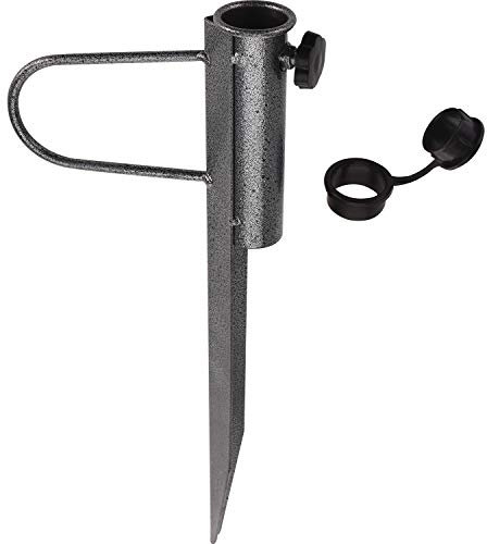 Parkland Ground Spike Umbrella Parasol Flag Pole, Metal Umbrella Holder Ground Soil Spike with Adaptor 25-35mm Diameter Adjustable