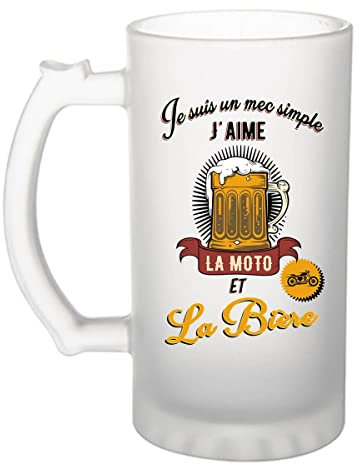 Planetee Chope de bière Moto et Bière | Verre à bière pinte Cadeau humour alcool et loisir pour Motard