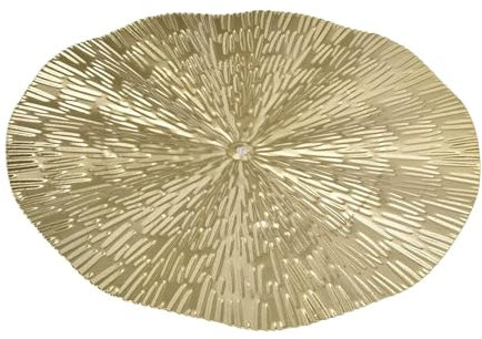 Cyrank Decoración de pared de metal, esculturas de pared de hoja de loto dorado, placa de arrugas flotante redonda modernista, decoración de pared para sala de estar, dormitorio y oficina