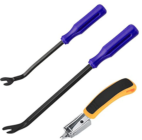 3 Pezzi Kit Rimozione di Graffette per Tappezzeria con Estrattore Strumenti di Rimozione di Graffette da Tappezzeria Attrezzi Rivetti Clip Pinze Fastener Remover Puller Pinza Tool Kit