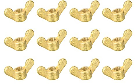 sourcing map Brass Wing Nuts, M6 Butterfly Nut Hand Twist Tighten Fasteners for Furniture, Machinery, Electronic Equipment, 12Pcs