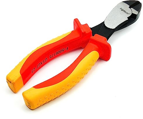 ingdaum® VDE-Zangen Set für Elektriker – 1000 V isoliert & VDE-geprüft – GS-zertifiziert nach DIN EN IEC 60900 – Chrom-Vanadium-Stahl, ergonomische 2K-Griffe (Kraftseitenschneider 7 )